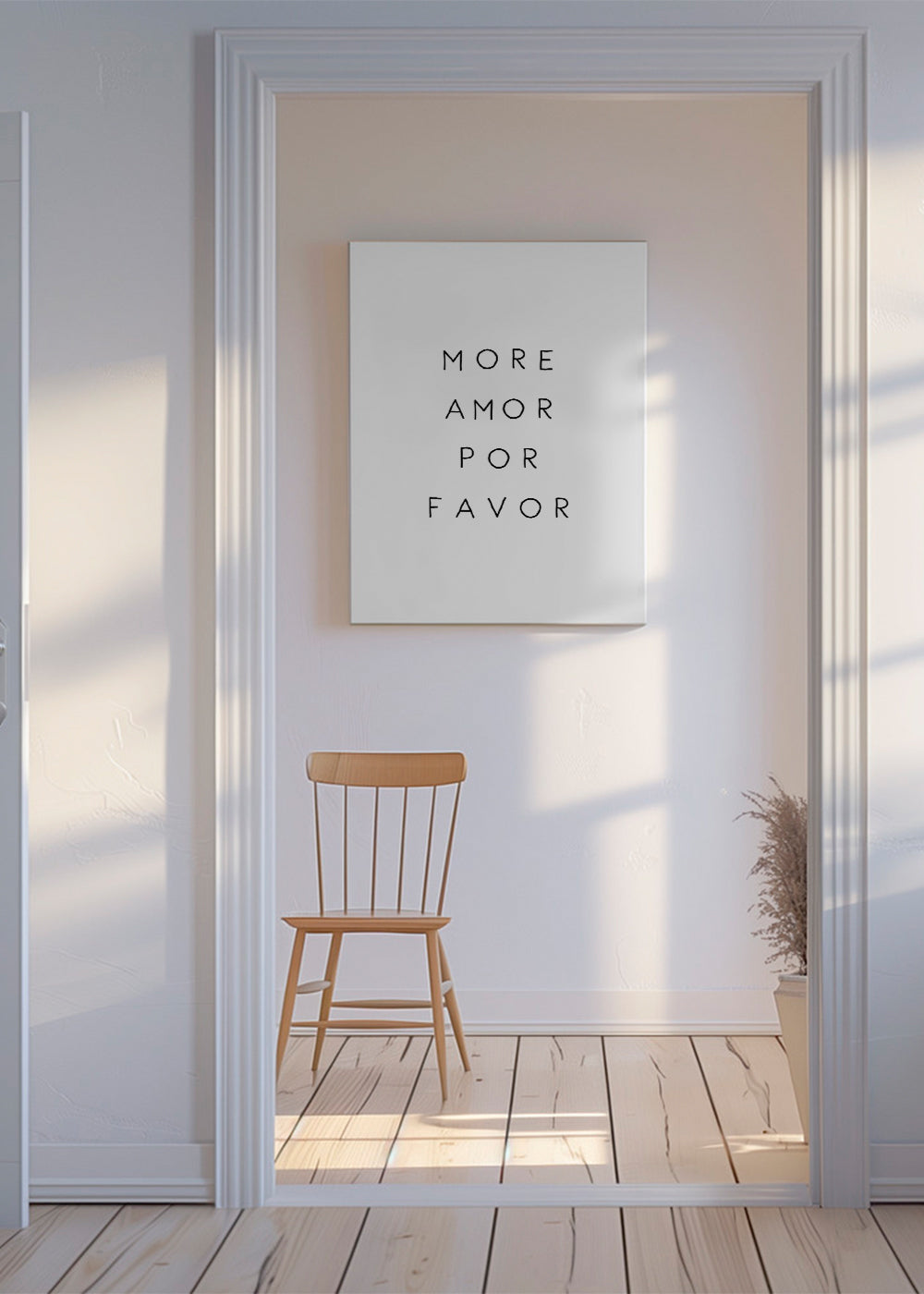 Quadro preto e branco com frase tipográfica central