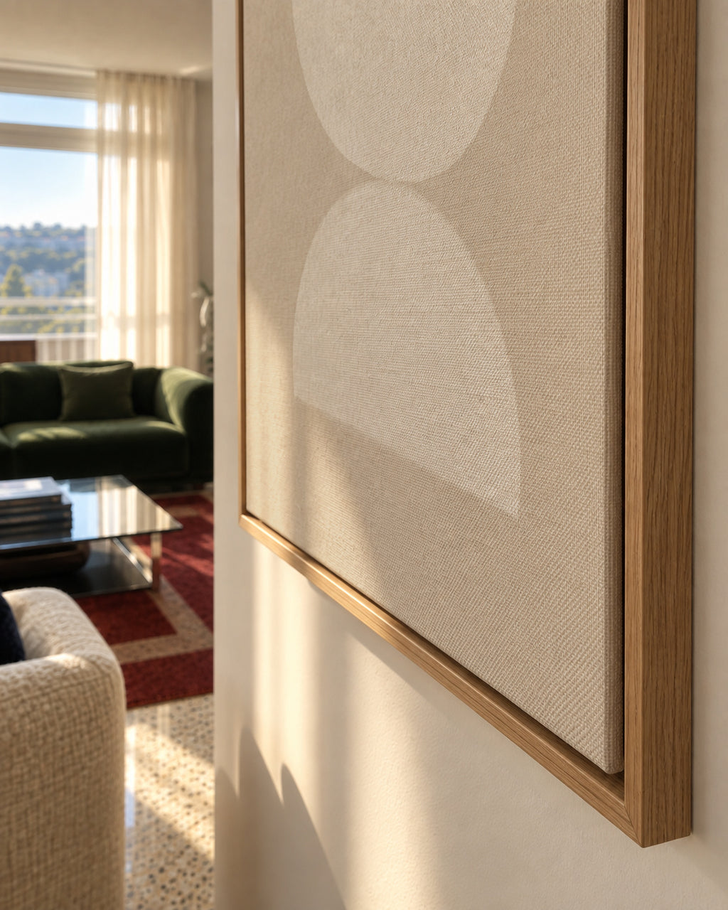 Rumi White - Framed canvas detail