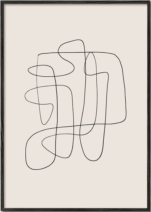 Design minimal com linha contínua sobre fundo bege
