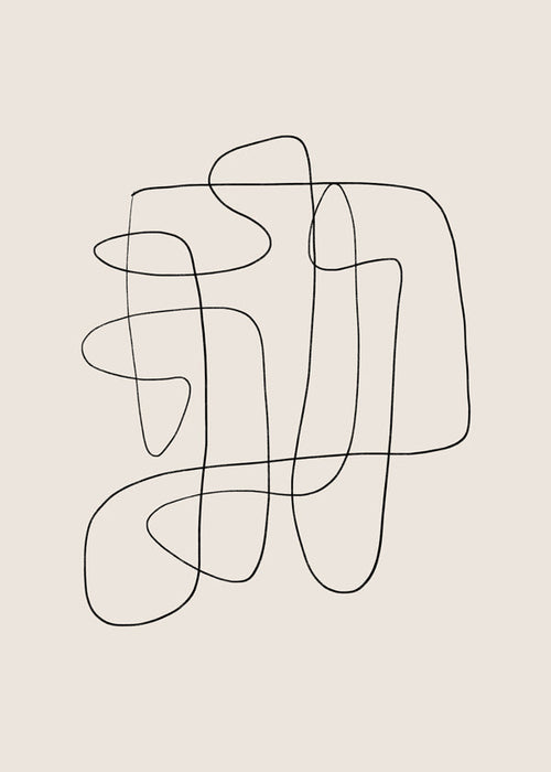 Design minimal com linha contínua sobre fundo bege