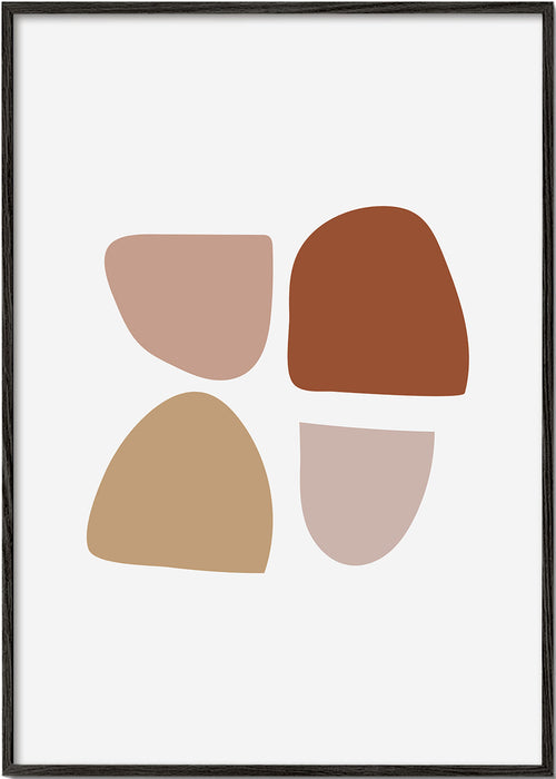 Quadro minimalista com formas orgânicas bege e terracota