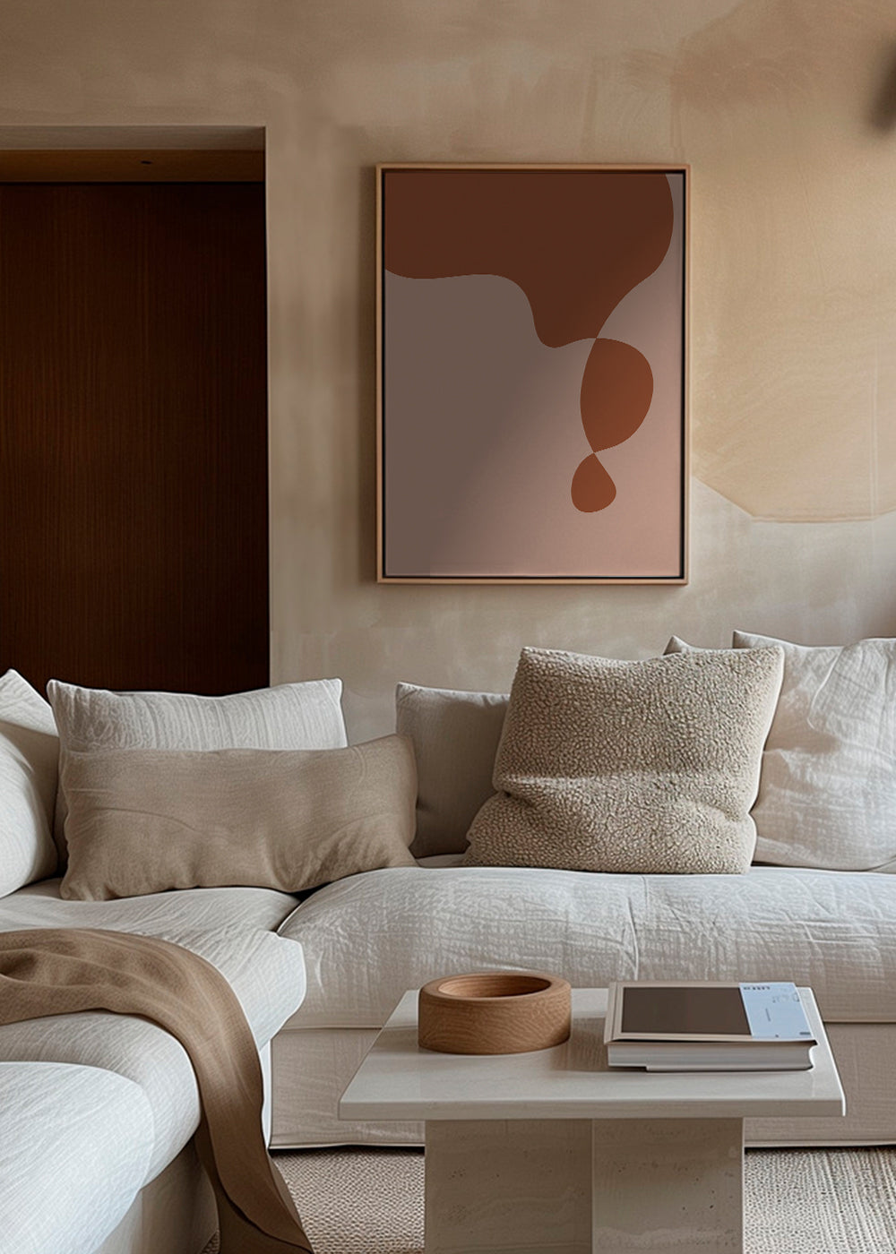 Obra abstrata orgânica em tons terra