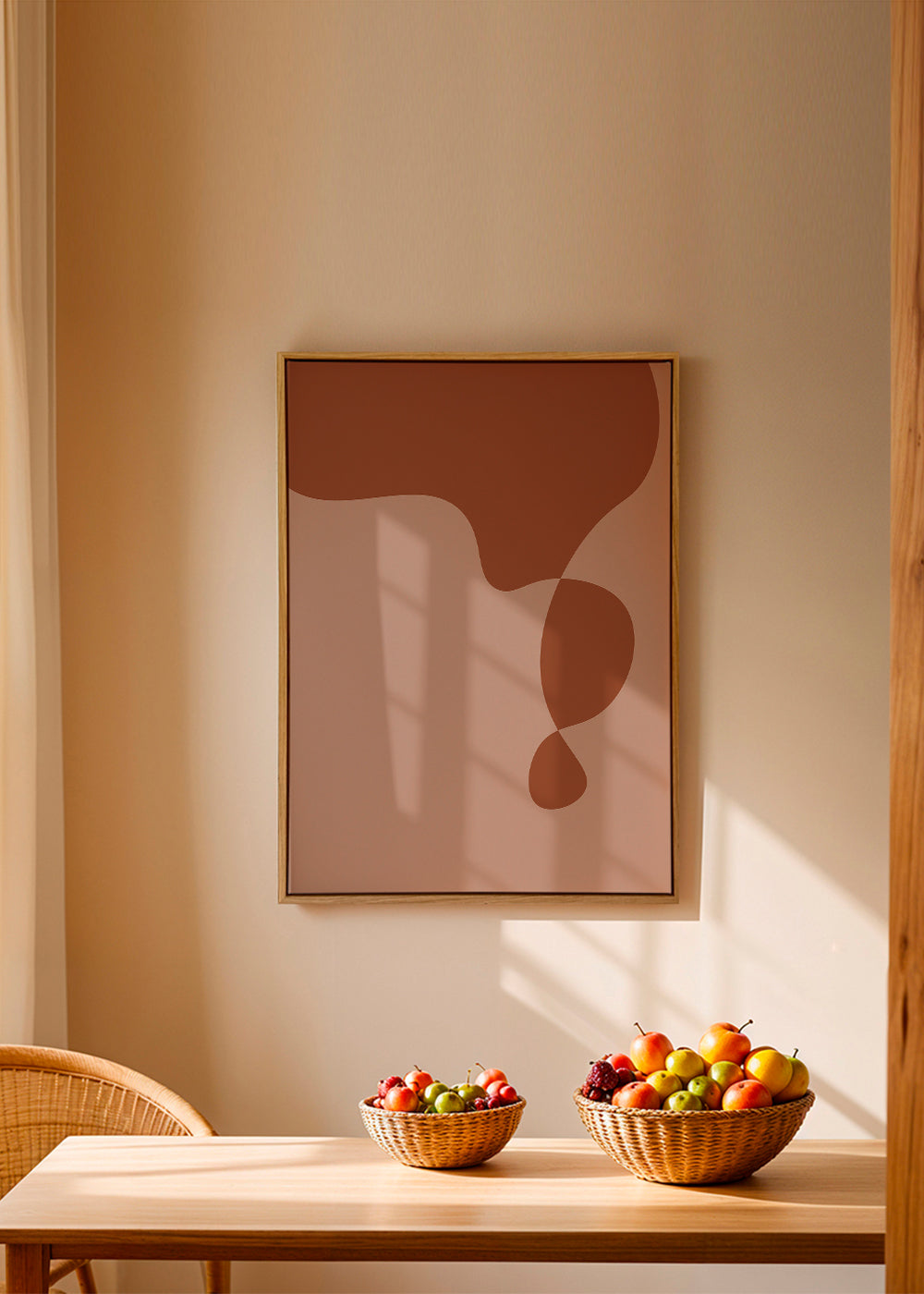 Obra abstrata orgânica em tons terra