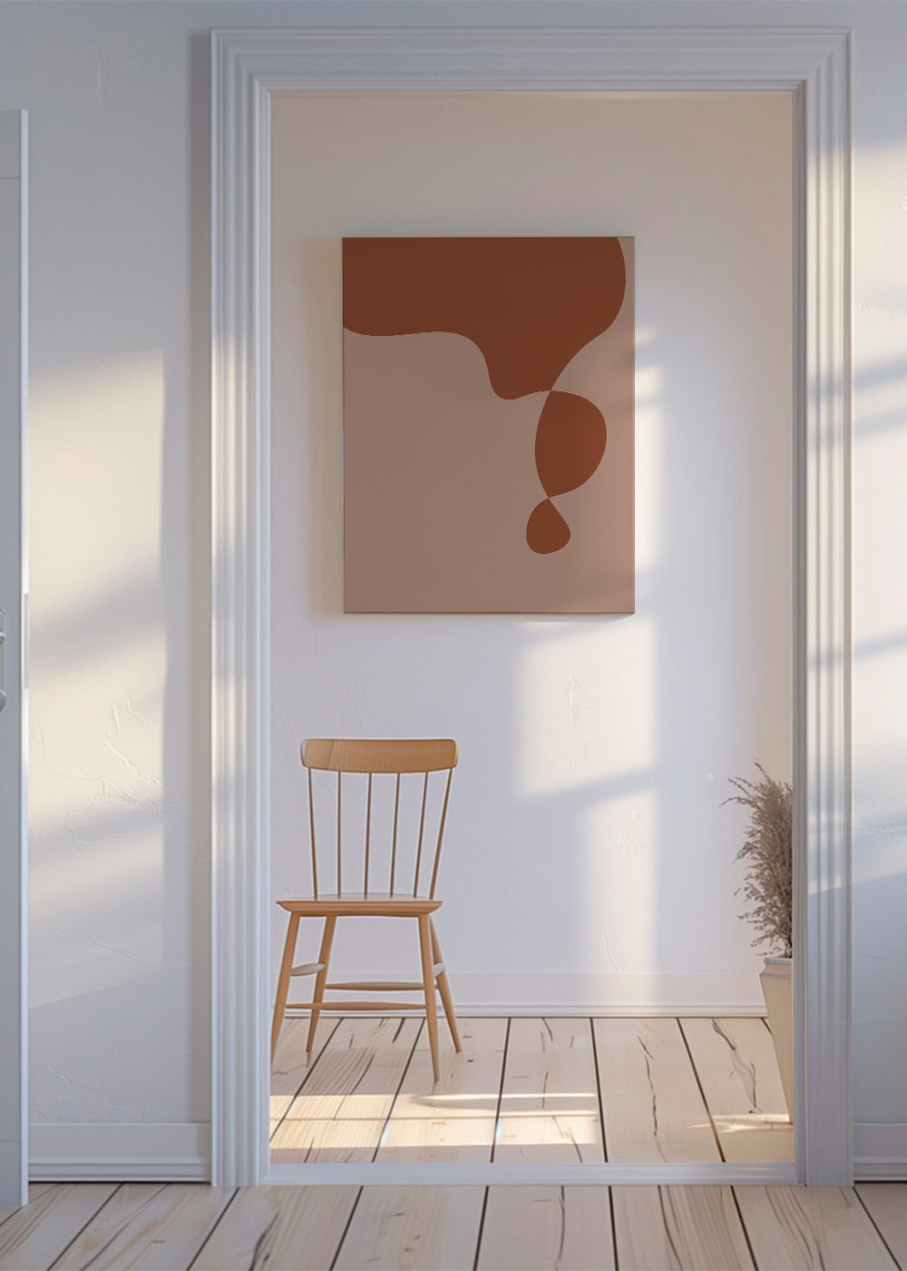 Obra abstrata orgânica em tons terra