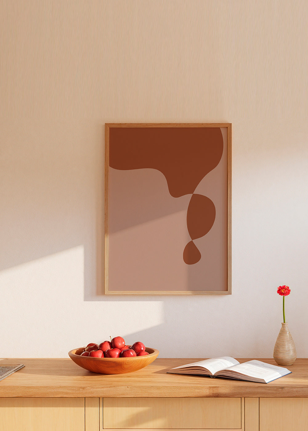 Obra abstrata orgânica em tons terra