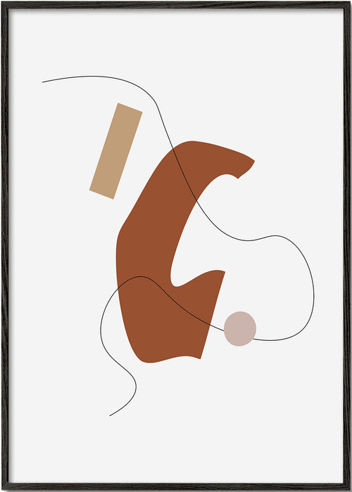Arte abstrata com forma terrosa e traço linear