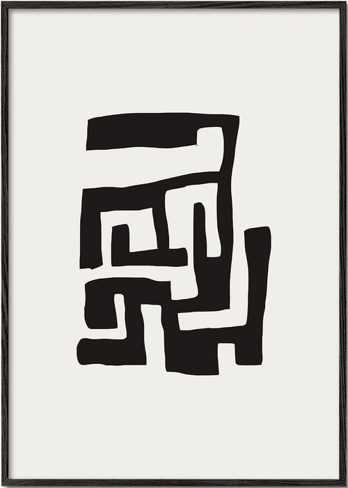 Arte abstrata em preto sobre fundo bege