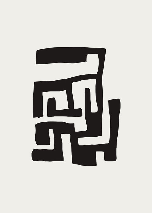 Arte abstrata em preto sobre fundo bege