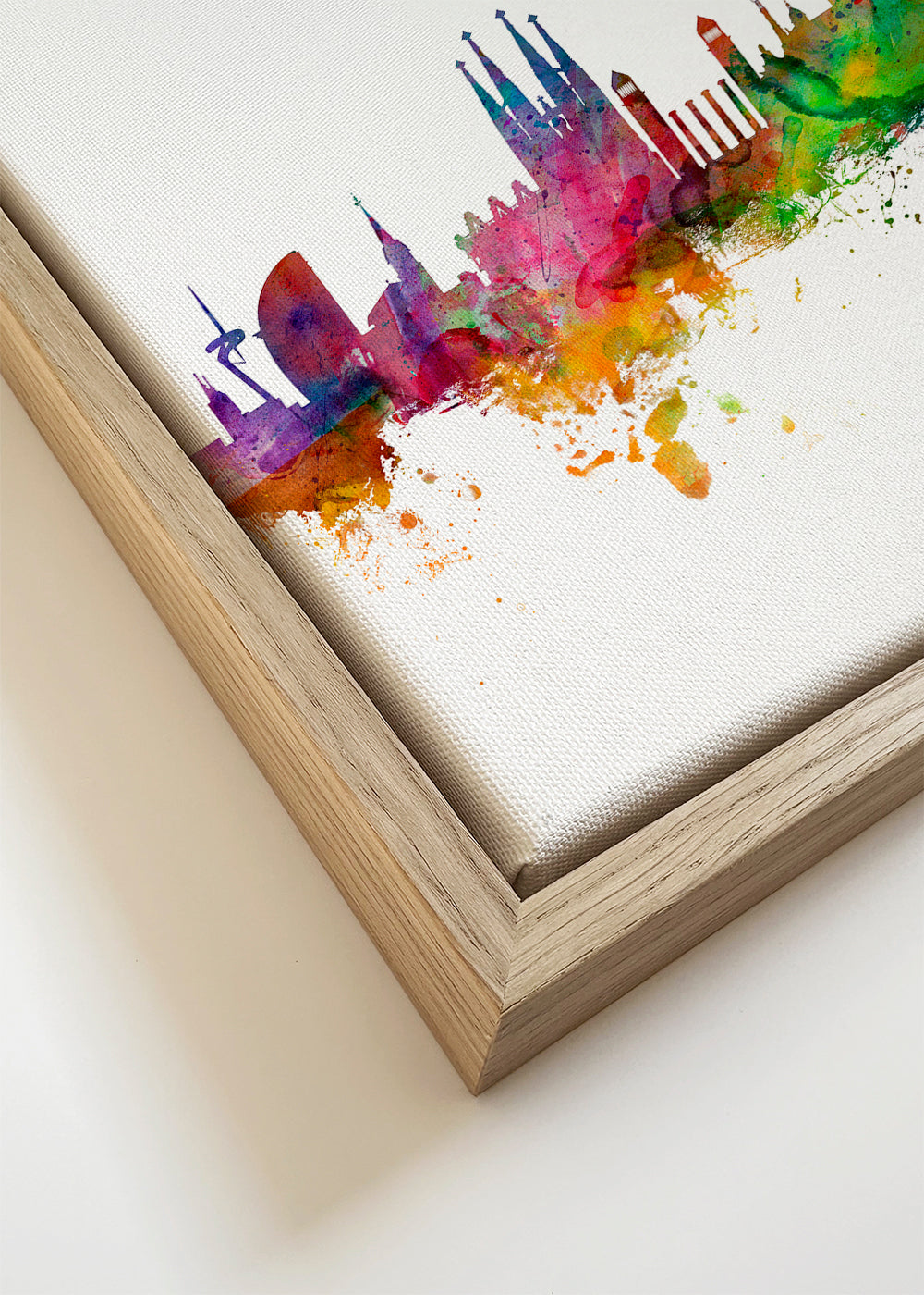 Arte para cozinha: Skyline de Barcelona em aquarela