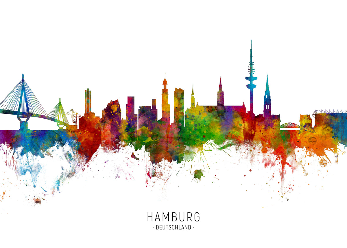 Hamburg Skyline multicolor - Unframed art print