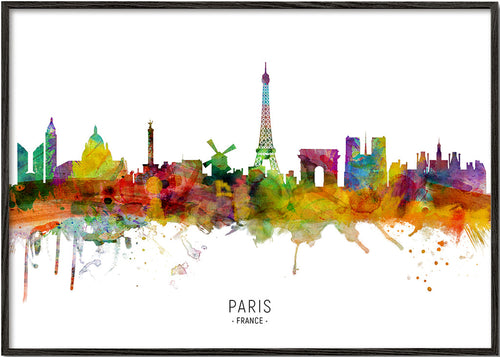 Arte para cidade: Skyline de Paris em aquarela