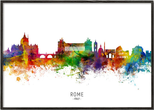 Quadro de viagem: Skyline de Roma em aquarela