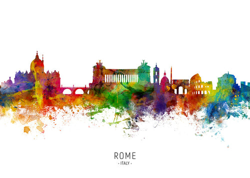 Quadro de viagem: Skyline de Roma em aquarela
