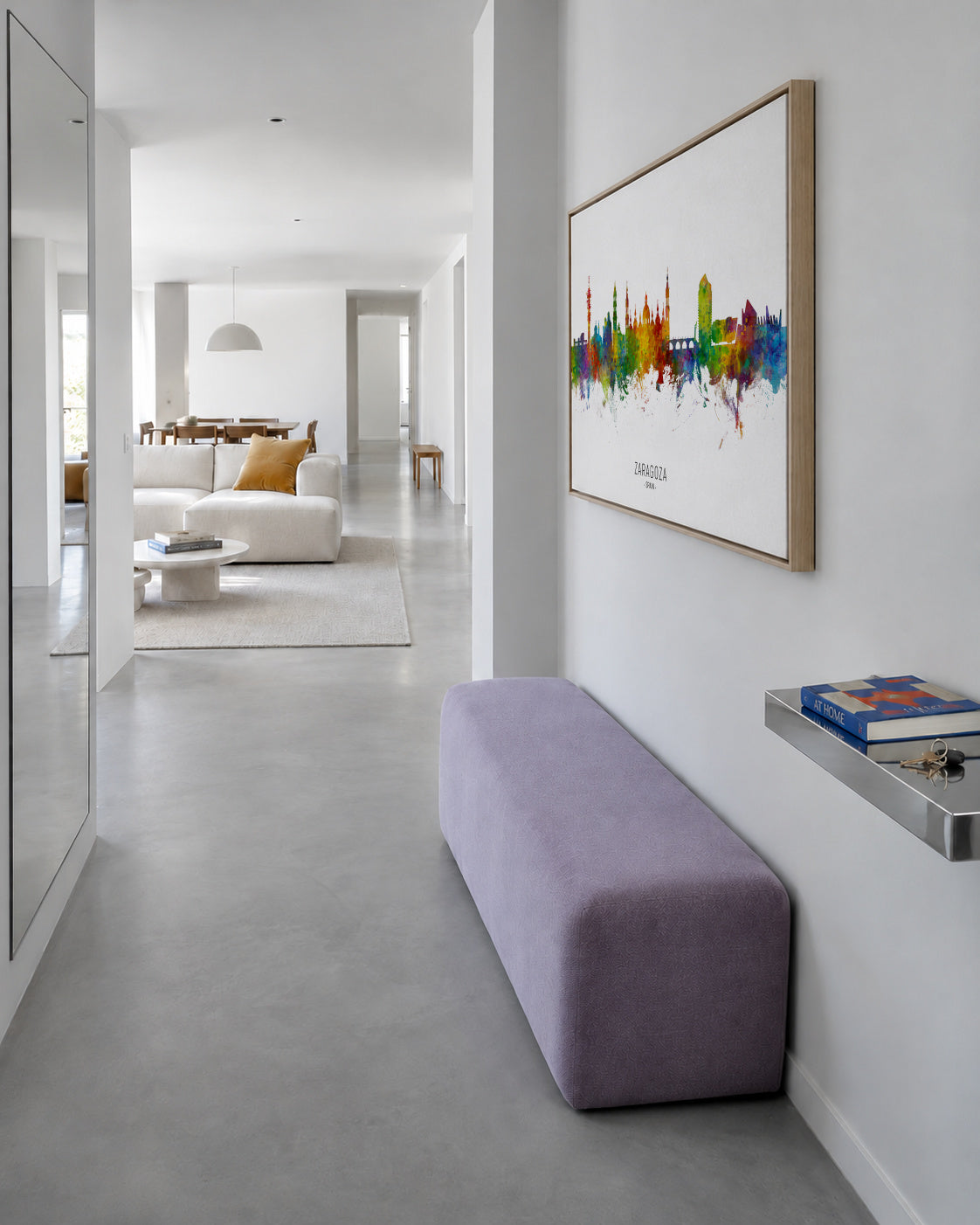 Zaragoza Skyline multicolor - Framed canvas in an interior