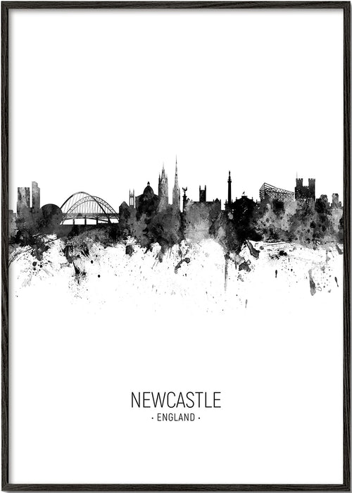 Arte de cidade Newcastle silhueta a tinta
