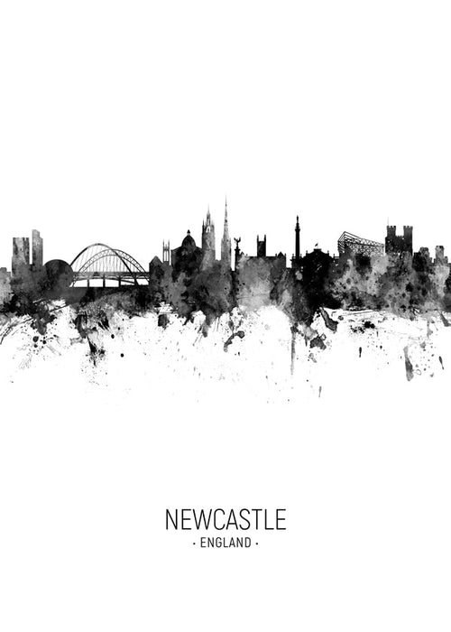 Arte de cidade Newcastle silhueta a tinta