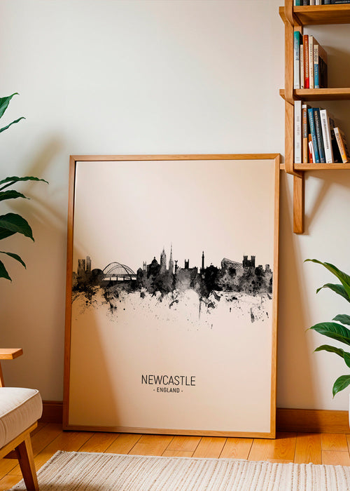 Arte de cidade Newcastle silhueta a tinta