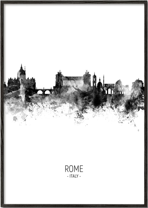 Quadro de viagem Skyline de Roma em tinta