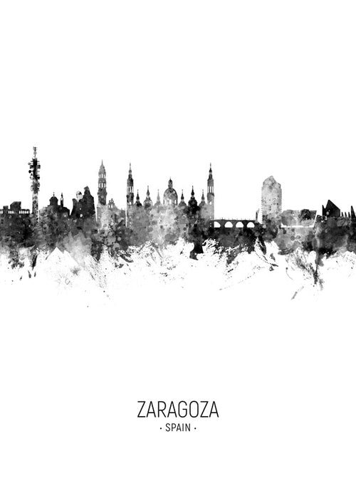 Quadro de viagem Zaragoza skyline preto e branco