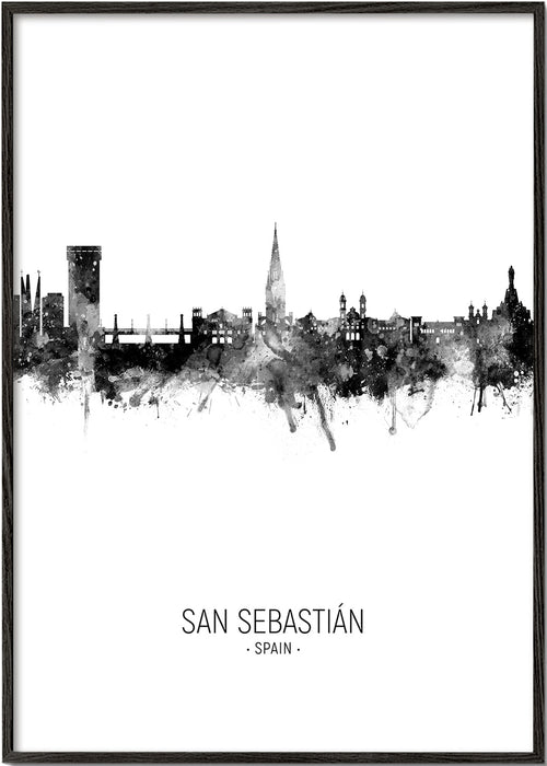 Arte de cidade: skyline de San Sebastián em tinta