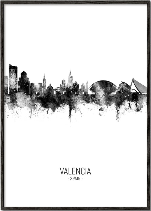 Poster de viagem Skyline de Valência monocromático