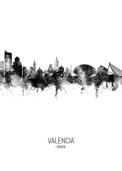 Poster de viagem Skyline de Valência monocromático