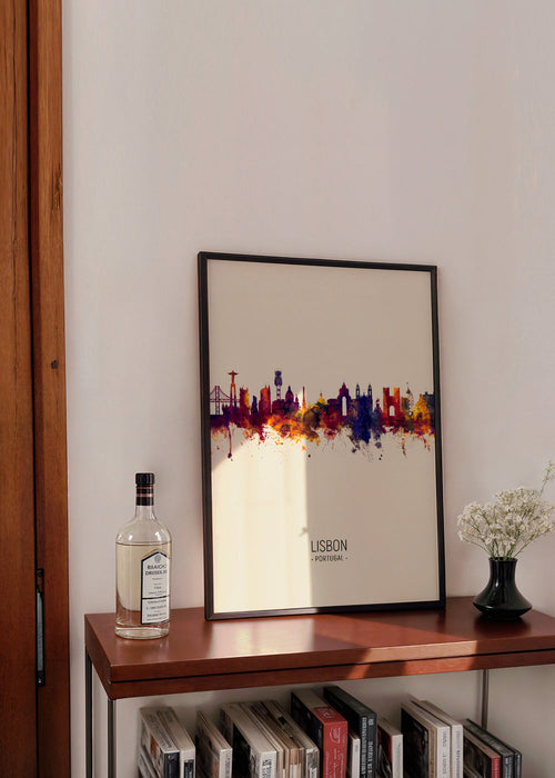 Arte para cozinha: Skyline de Lisboa em aquarela