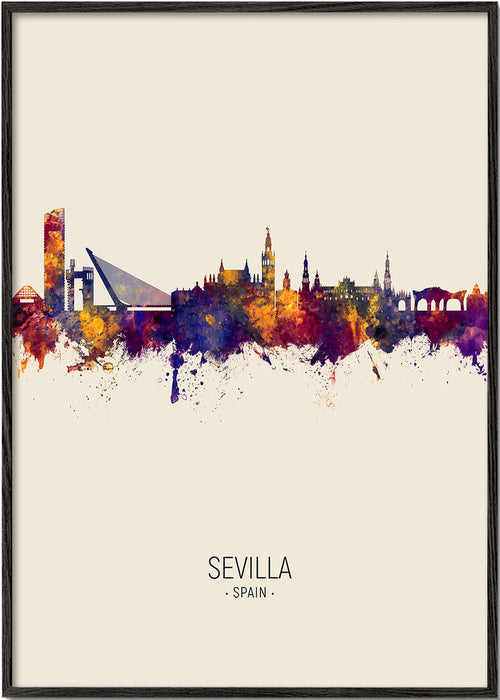 Quadro de cidades com skyline de Sevilha