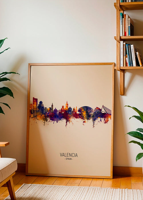 Arte para cidades Valência em aquarela skyline