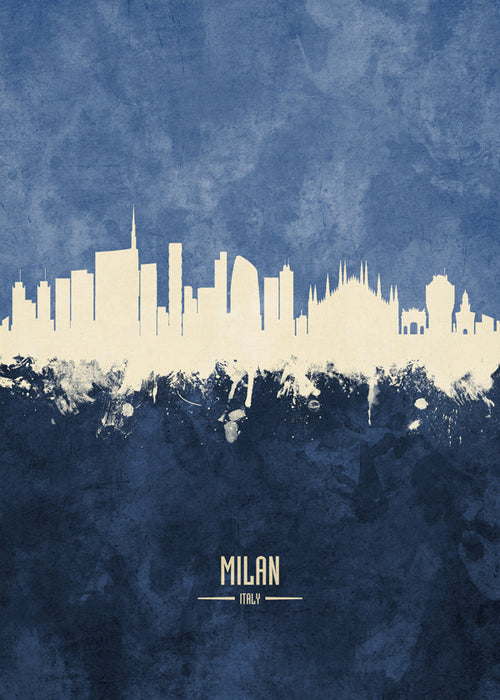 Poster de viagem Milão em azul