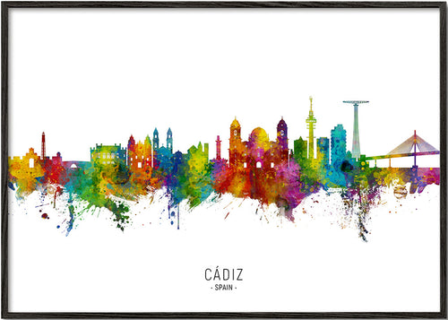 Arte para cidade Cádiz skyline colorida