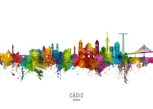 Arte para cidade Cádiz skyline colorida