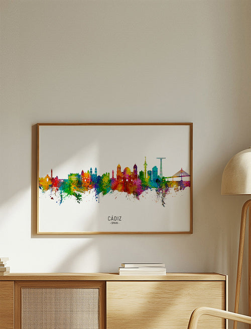 Arte para cidade Cádiz skyline colorida