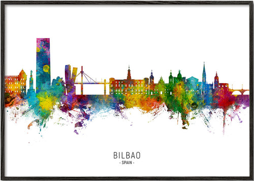 Quadro de viagem Bilbao skyline aquarela