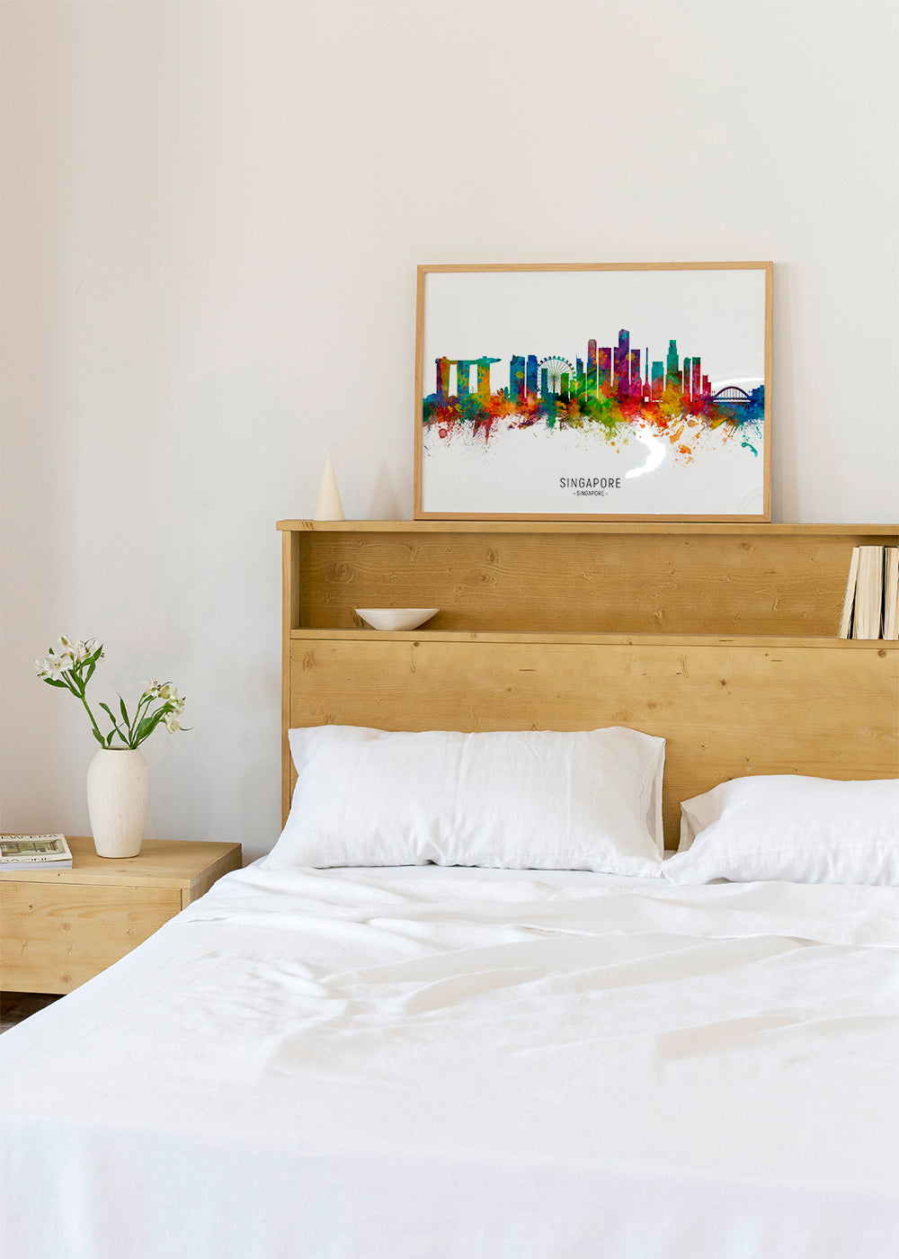 Poster de viagem: Skyline de Singapura em aquarela