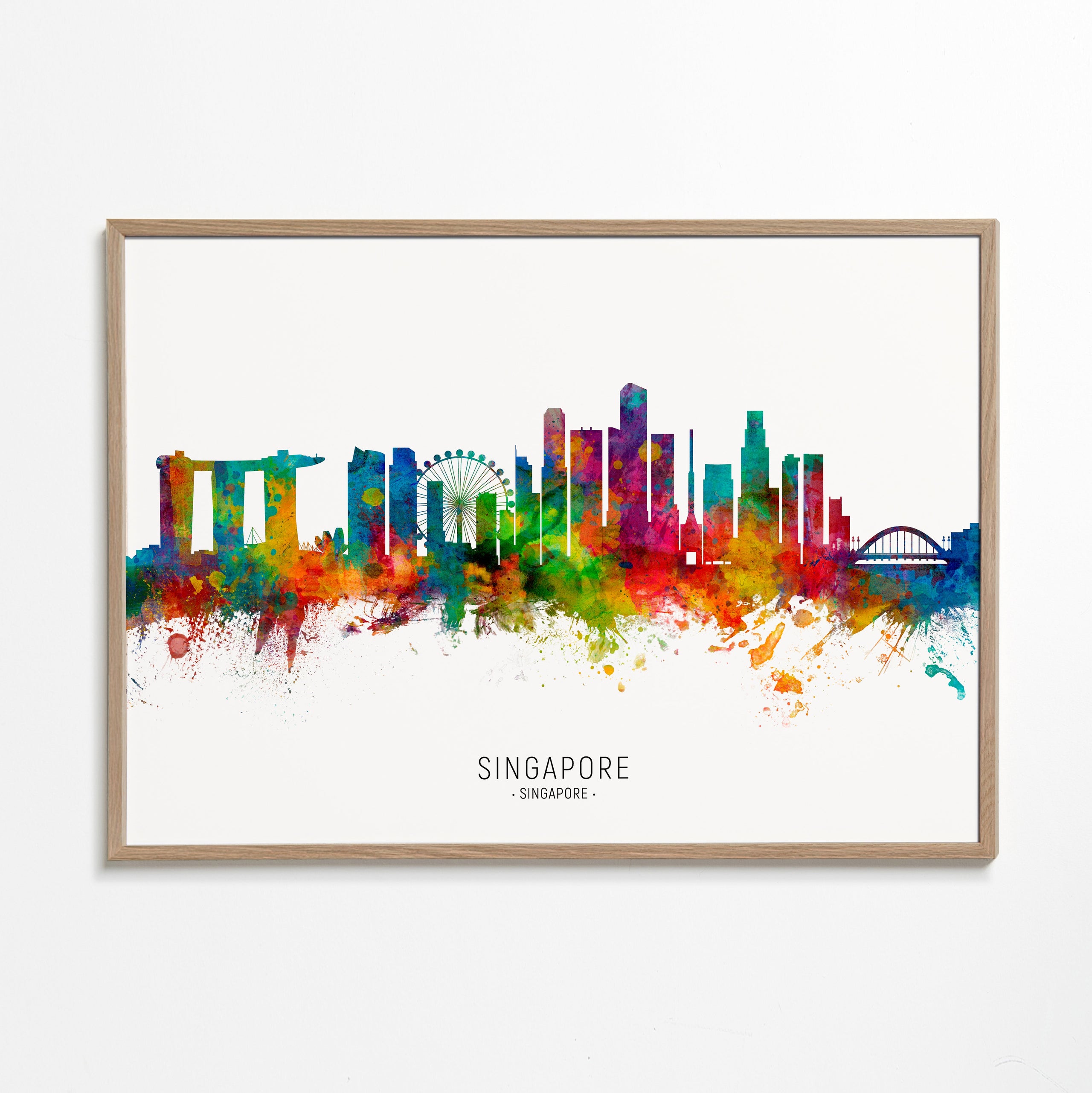 Poster de viagem: Skyline de Singapura em aquarela