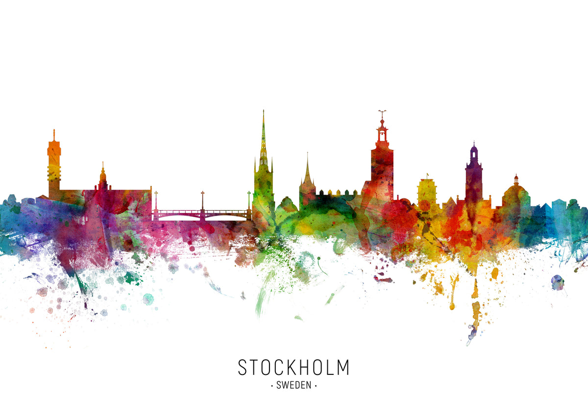 Stockholm Skyline multicolor - Unframed art print