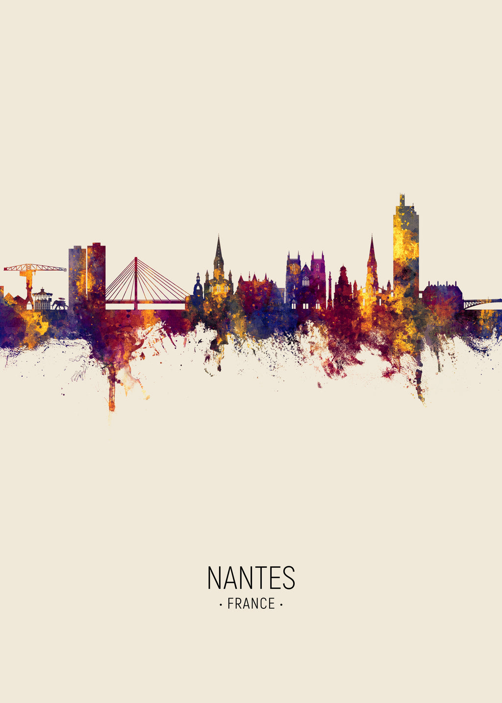 Nantes Skyline beige - Unframed art print