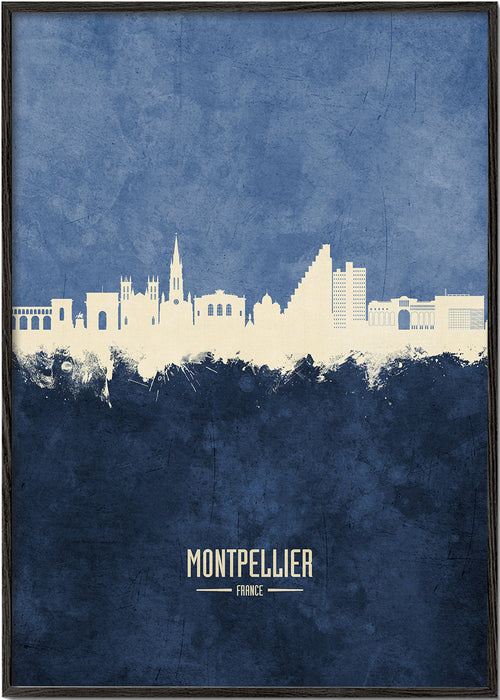 Arte para cozinha? Montpellier em silhueta azul