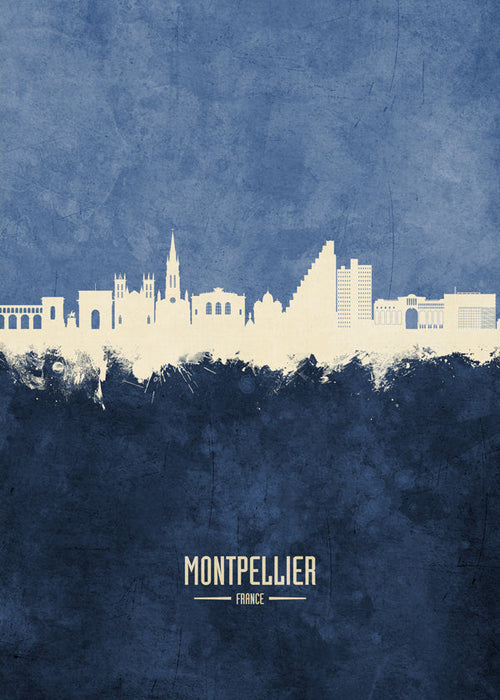 Arte para cozinha? Montpellier em silhueta azul