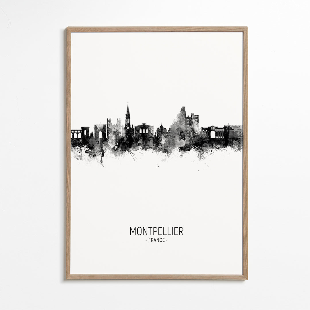 Montpellier Skyline black and white
