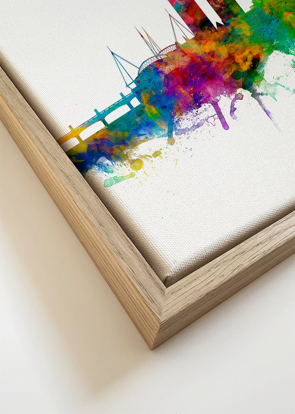 Quadro cidades Cardiff aquarela multicolor