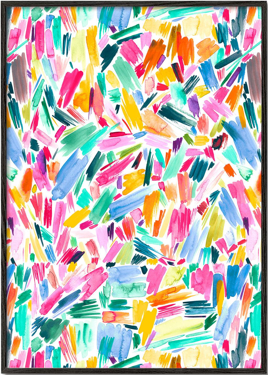 Quadro abstrato pinceladas aquarela vibrantes