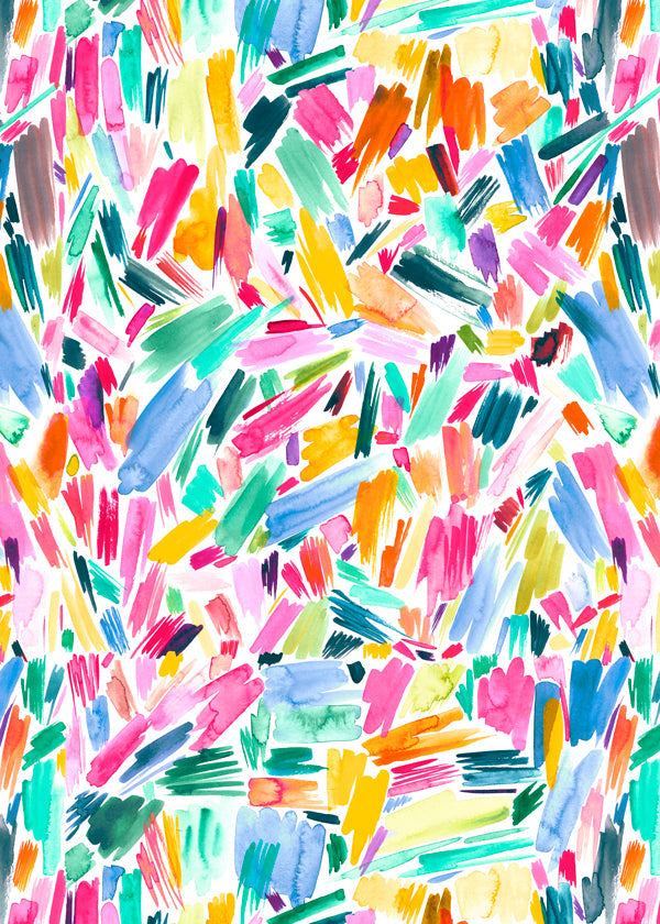 Quadro abstrato pinceladas aquarela vibrantes