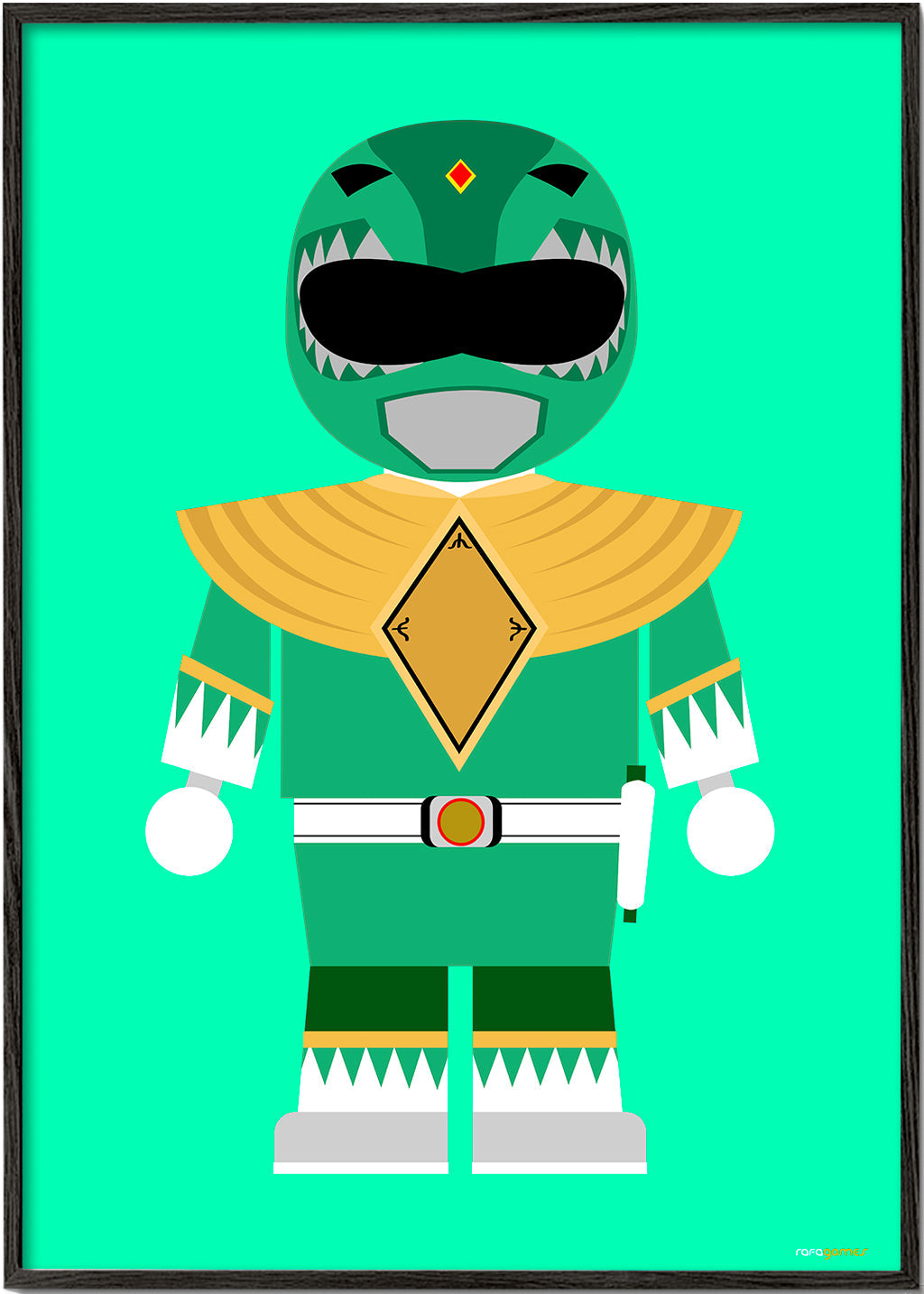 Estampa infantil Power Ranger verde brinquedo
