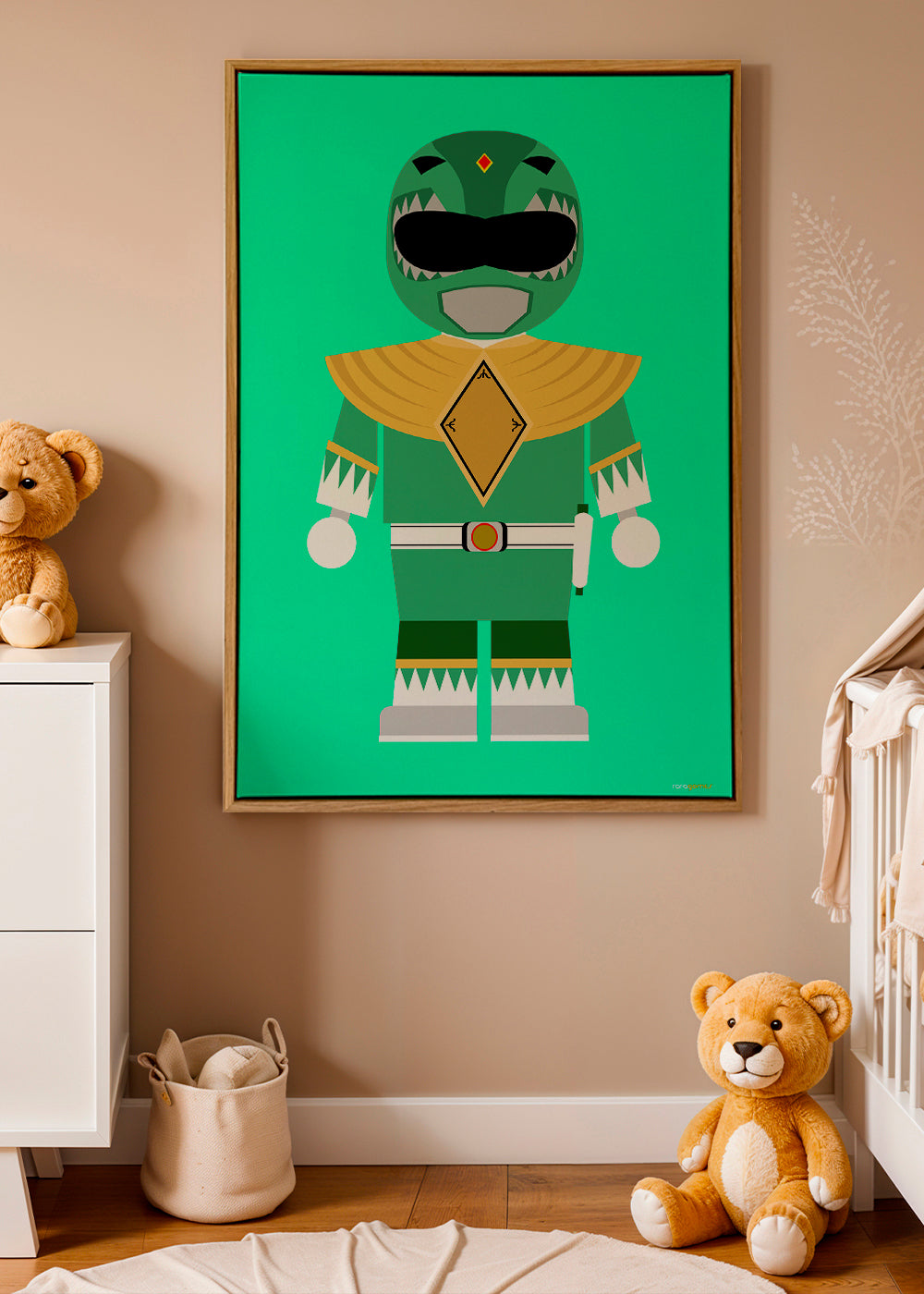 Estampa infantil Power Ranger verde brinquedo