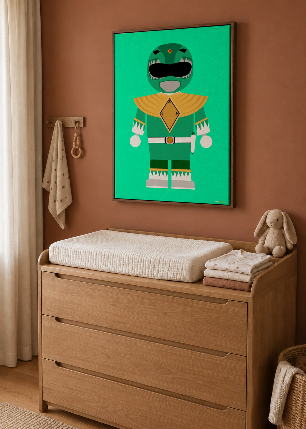 Toy Power Ranger Green - Framed canvas in an interior