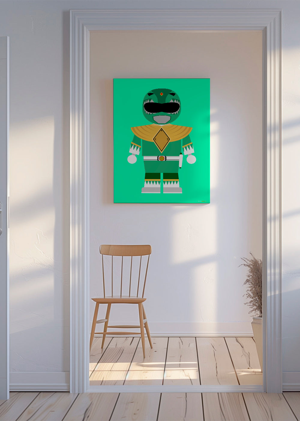 Estampa infantil Power Ranger verde brinquedo