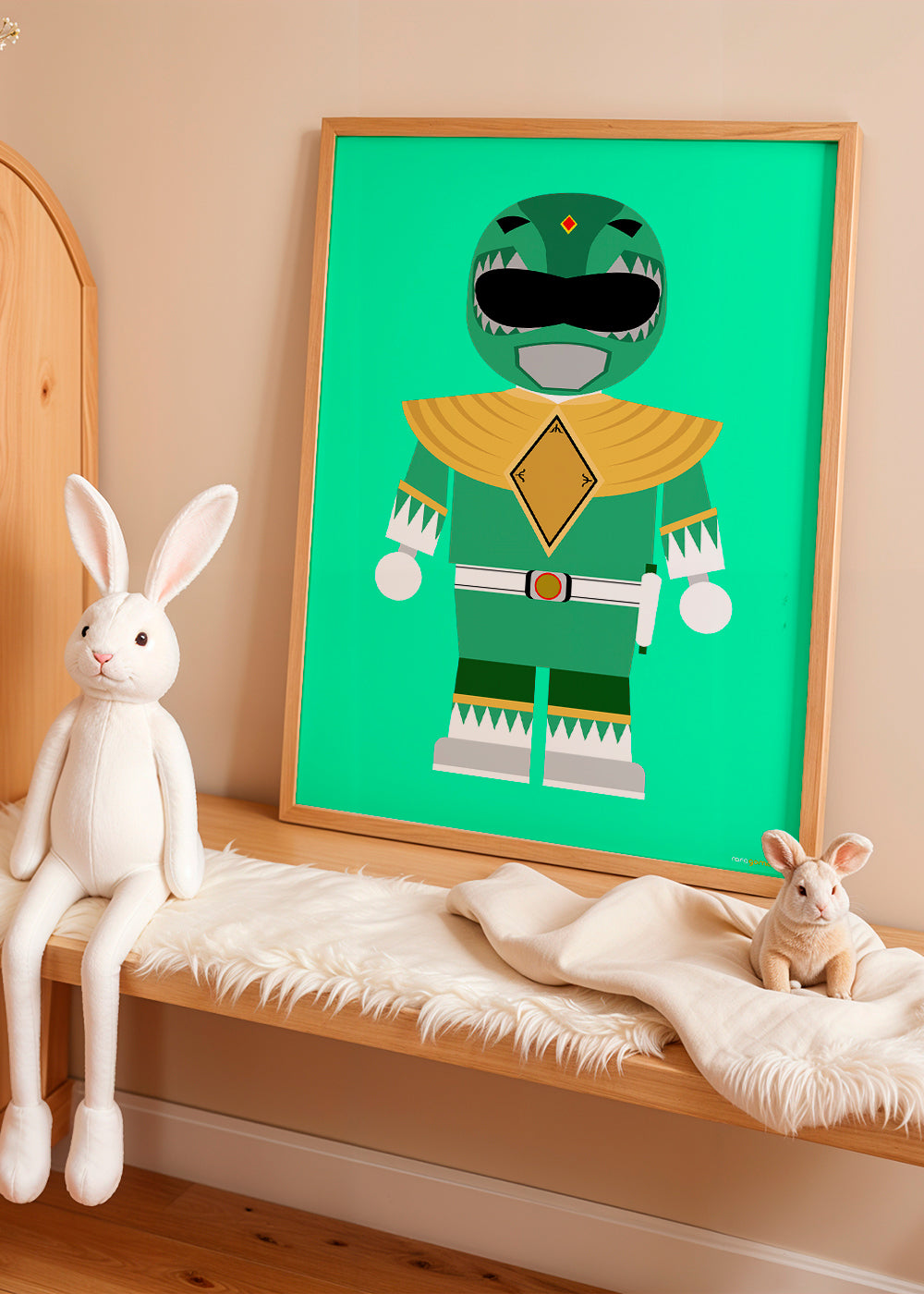 Estampa infantil Power Ranger verde brinquedo