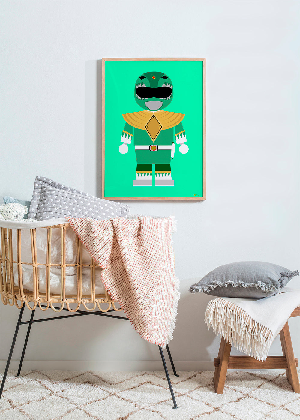 Estampa infantil Power Ranger verde brinquedo